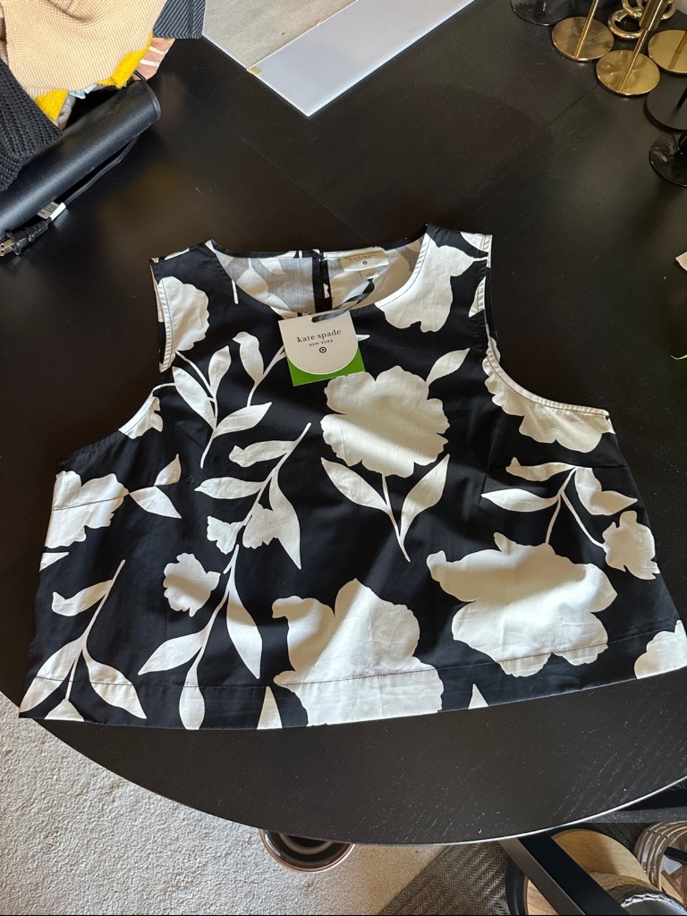 kate spade Black & White Floral Sleeveless Top